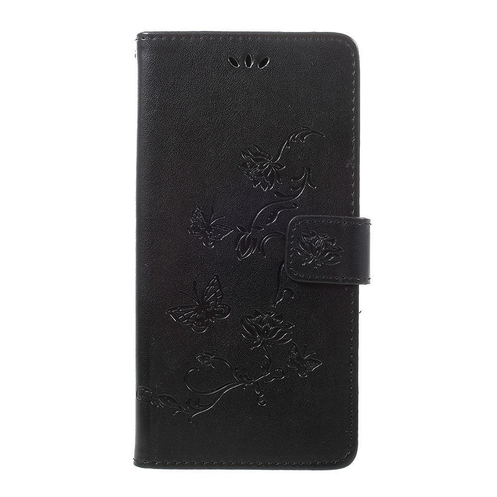 Præg sommerfugle blomster læderpung stander cover til Samsung Galaxy A70