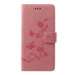 Præg sommerfugle blomster læderpung stander cover til Samsung Galaxy A70