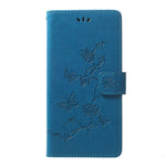 Præg sommerfugle blomster læderpung stander cover til Samsung Galaxy A70