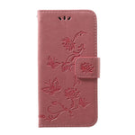 Imprint Butterfly Flower Stand Wallet Leather Shell Case for Samsung Galaxy A40