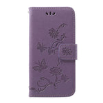 Imprint Butterfly Flower Stand Wallet Leather Shell Case for Samsung Galaxy A40