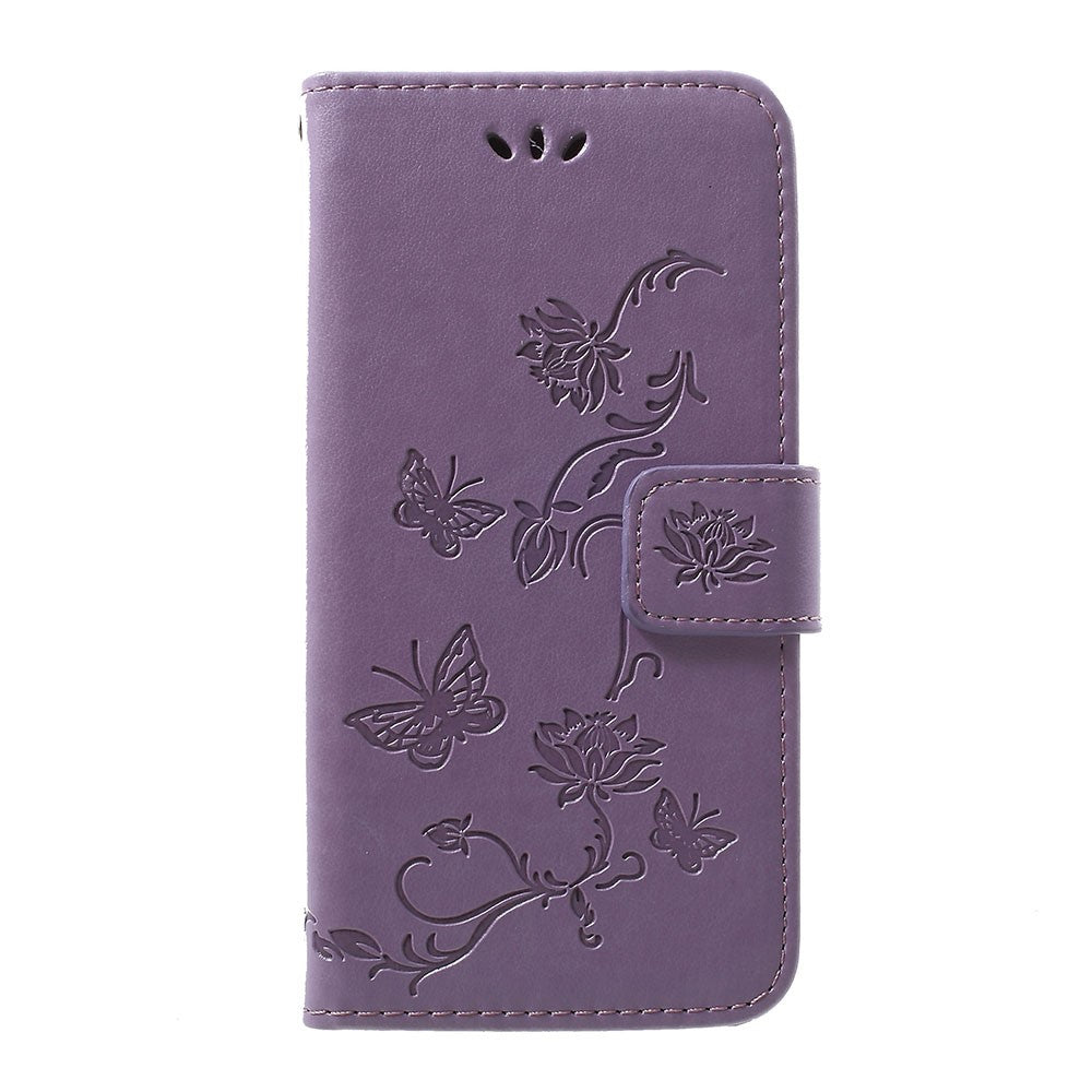 Imprint Butterfly Flower Stand Wallet Leather Shell Case for Samsung Galaxy A40
