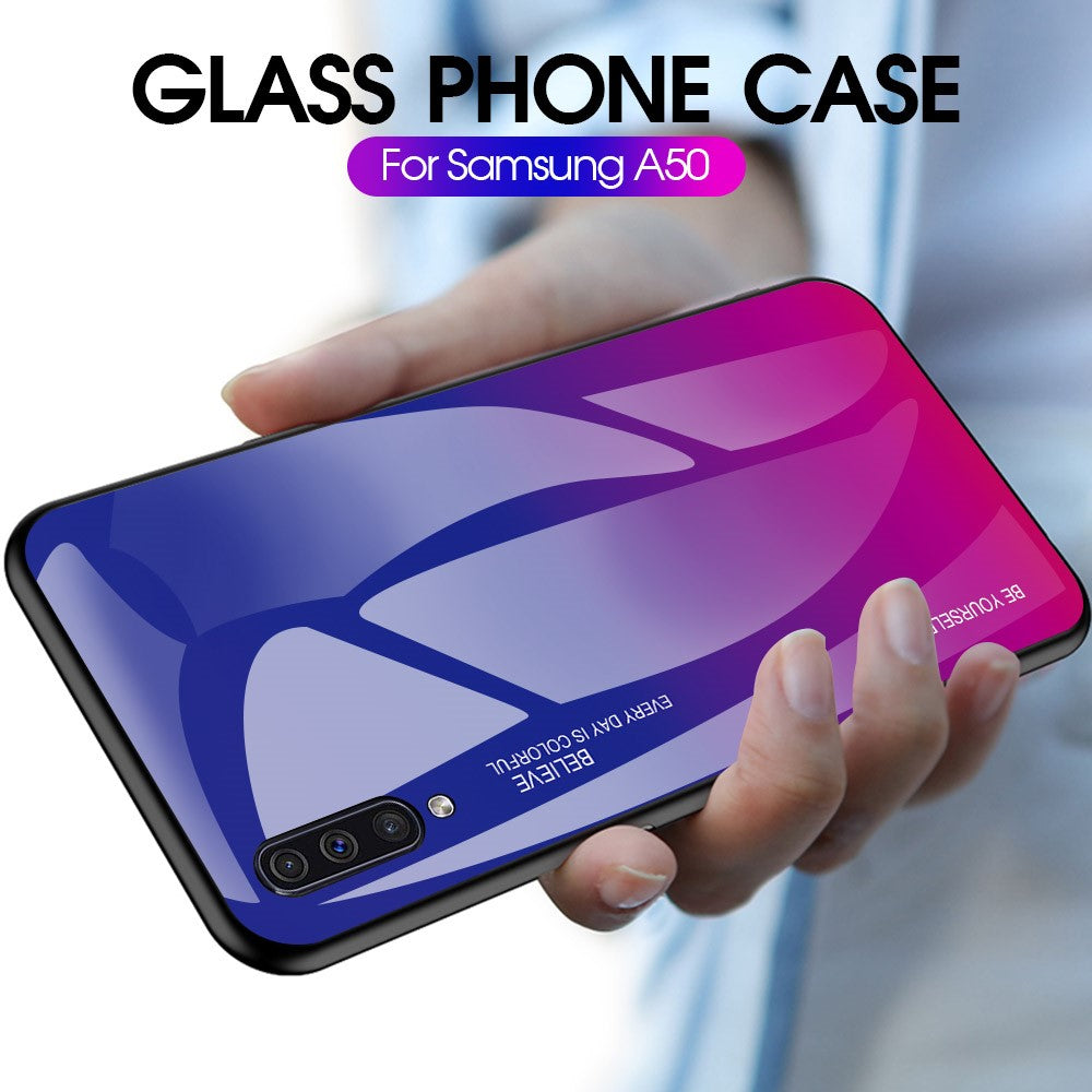 [Gradient Color] Glas + TPU + PC Telefoncovertilbehør til Samsung Galaxy A50 / A50s / A30s