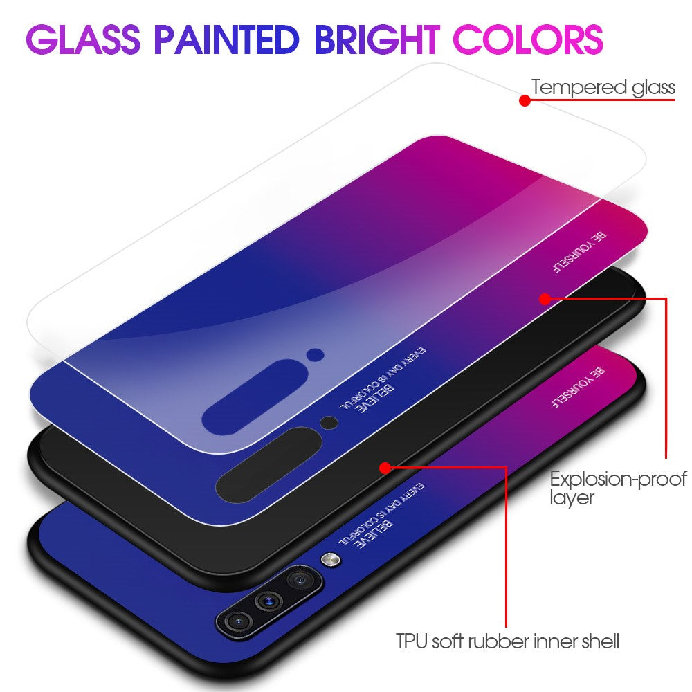[Gradient Color] Glas + TPU + PC Telefoncovertilbehør til Samsung Galaxy A50 / A50s / A30s