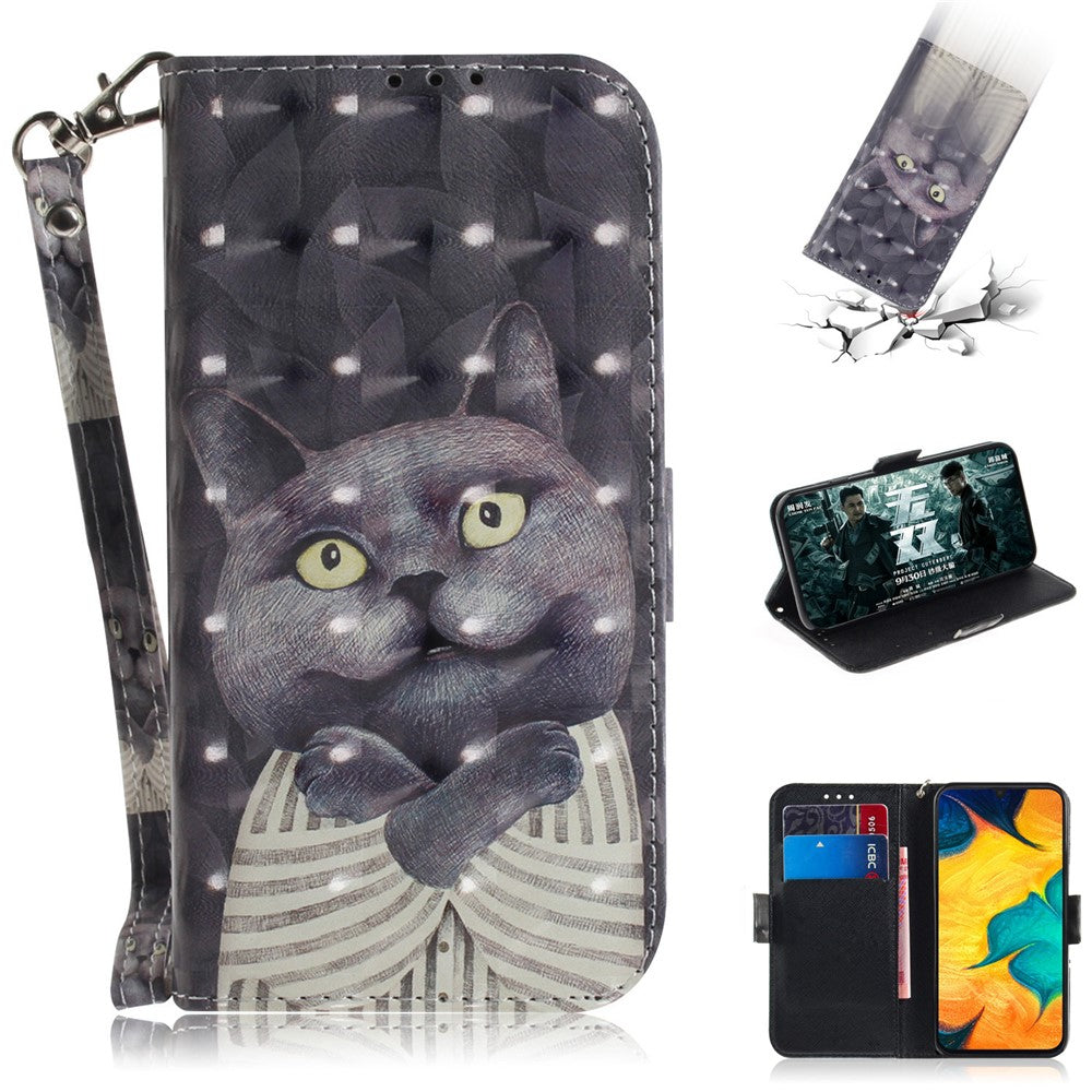 Mønsterprintet [Light Spot Decor] Læderpung-etui til Samsung Galaxy A30 / A20
