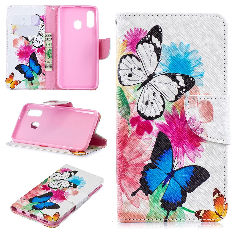 Pattern Printing Leather Wallet Case for Samsung Galaxy A40