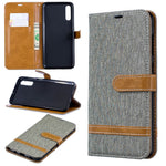Tvåfärgat Jeanstyg PU Läder Flipfodral till Samsung Galaxy A70