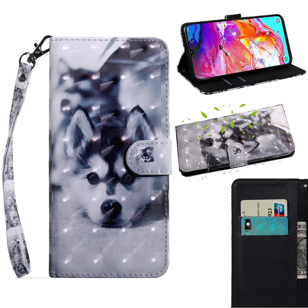 Pattern Printing Light Spot Decor Wallet Stand Leather Case for Samsung Galaxy A70