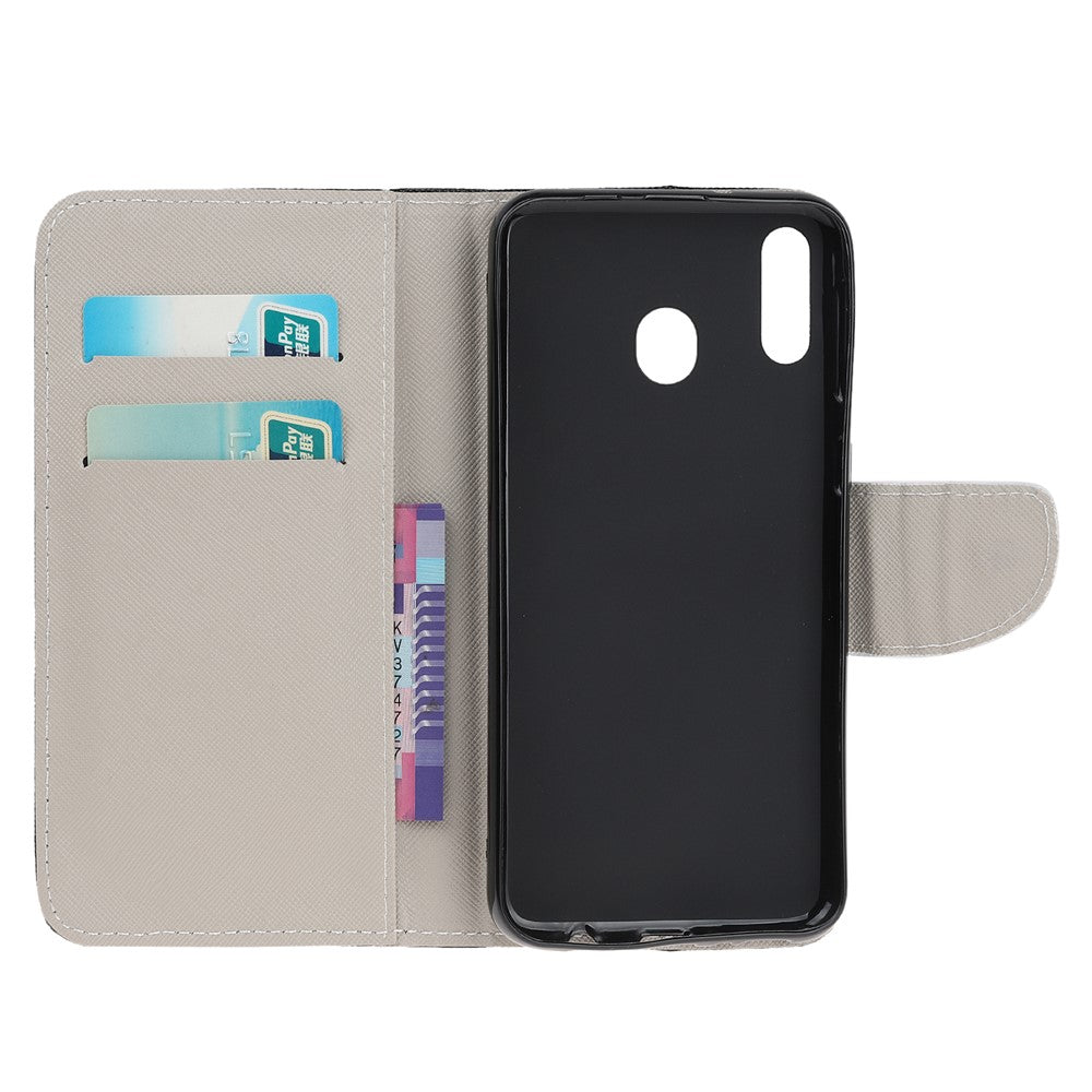 Cross Texture Pattern Printing PU Leather Magnetic Phone Cover for Samsung Galaxy A40
