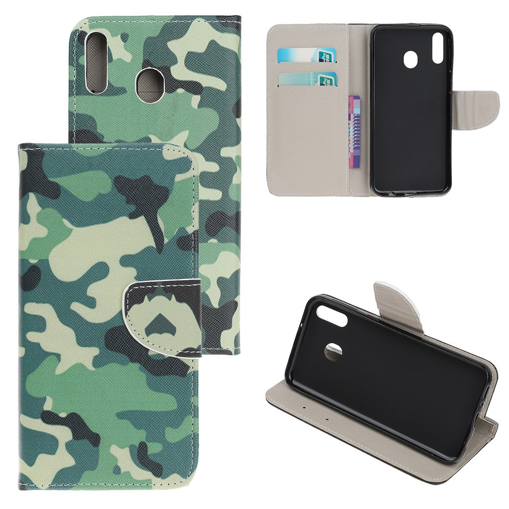 Cross Texture Pattern Printing PU Leather Magnetic Phone Cover for Samsung Galaxy A40