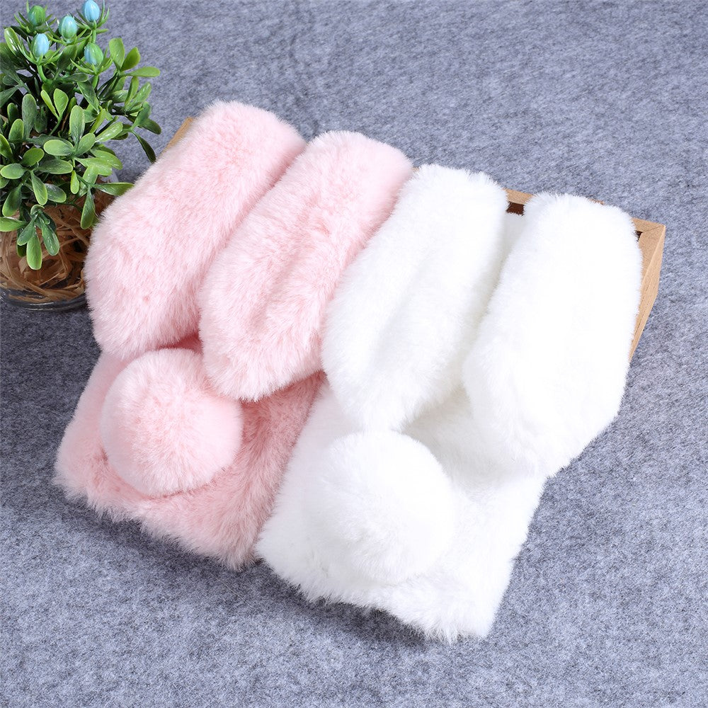 Kaninformat fluffigt pälsbelagt strass TPU-skal till Samsung Galaxy A10