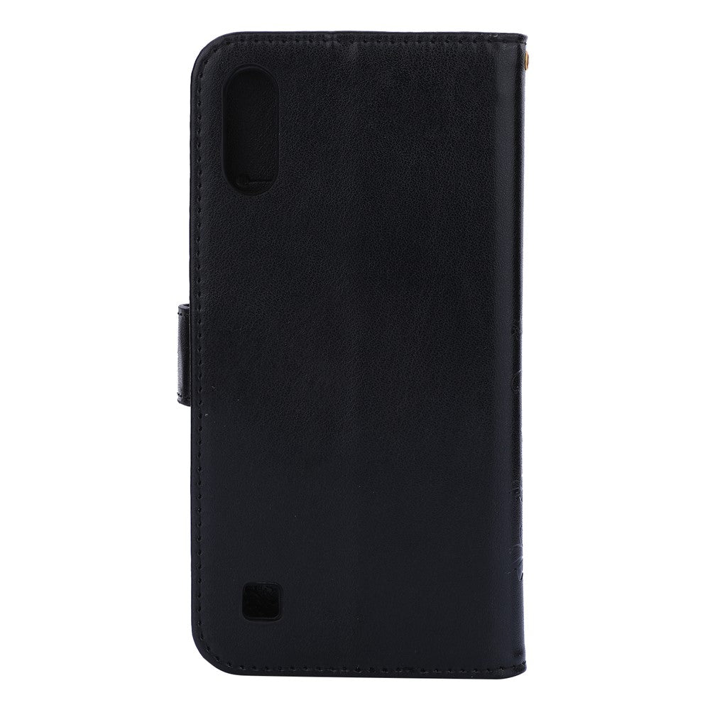 Läderplånboksfodral med fjärilsmotiv och blommotiv till Samsung Galaxy A10