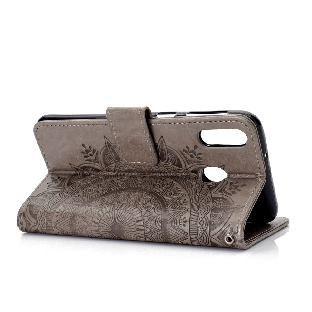 Imprint Flower Leather Wallet Case for Samsung Galaxy A30/A20
