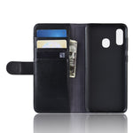 Til Samsung Galaxy A20e cover ægte splitlæder pung mobilcover stativ