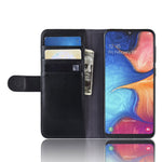 Til Samsung Galaxy A20e cover ægte splitlæder pung mobilcover stativ