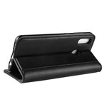 Til Samsung Galaxy A20e cover ægte splitlæder pung mobilcover stativ