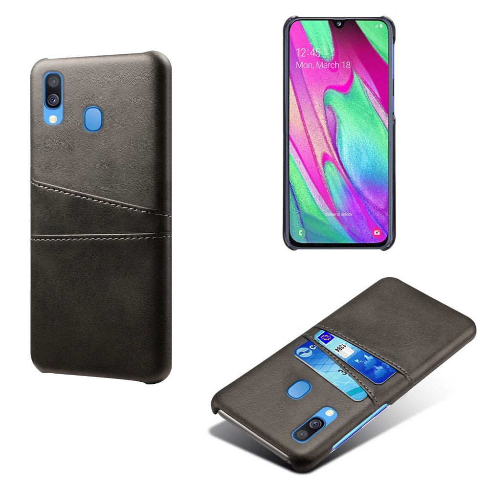 Samsung Galaxy A40 PU-läderbelagt PC-mobilskal med dubbla kortplatser