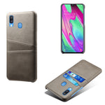 For Samsung Galaxy A40 PU Leather Coated PC Mobile Casing with Dual Card Slots