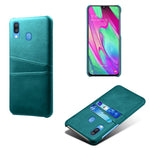 For Samsung Galaxy A40 PU Leather Coated PC Mobile Casing with Dual Card Slots