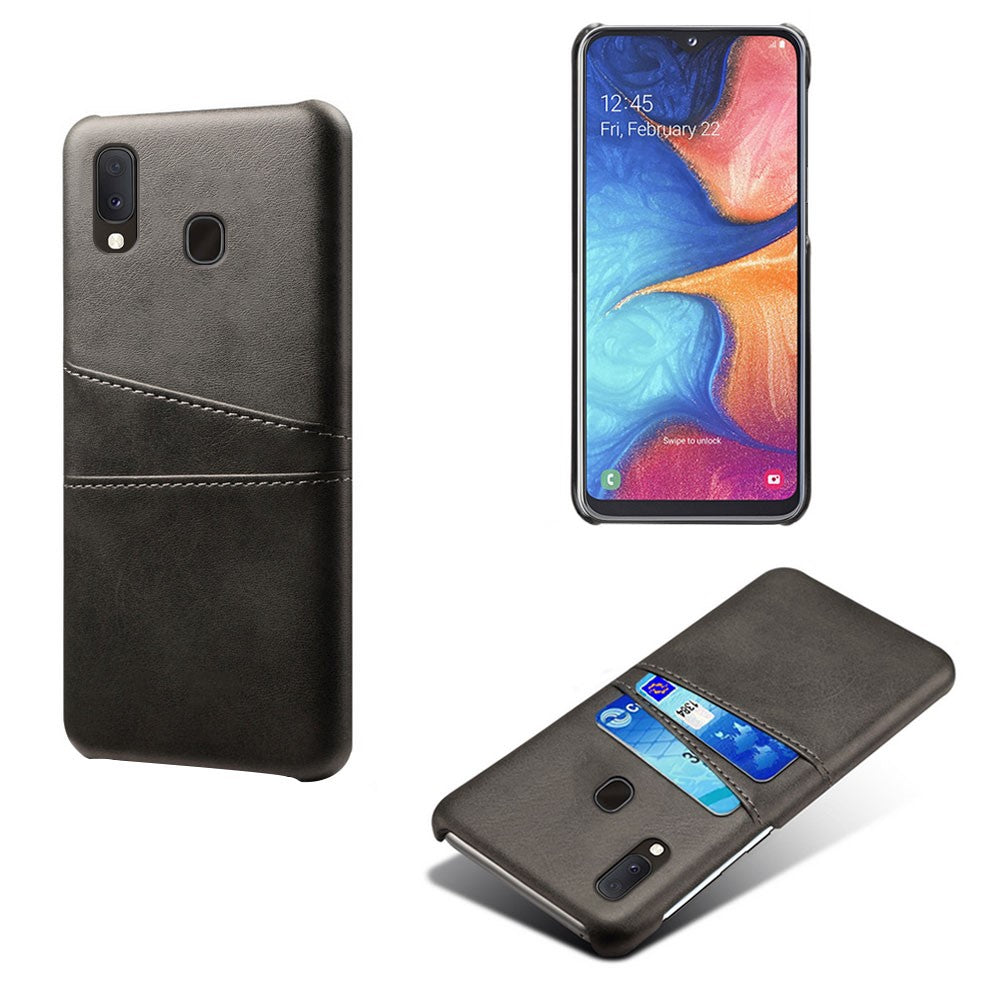 Dobbelt kortspor PU-læderbelagt PC-cover til Samsung Galaxy A20e
