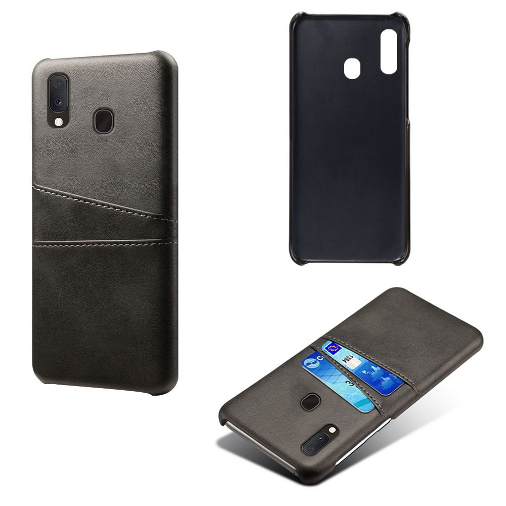 Dobbelt kortspor PU-læderbelagt PC-cover til Samsung Galaxy A20e