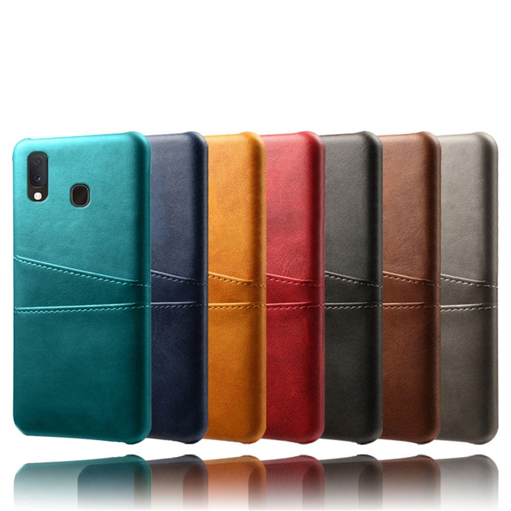 Dobbelt kortspor PU-læderbelagt PC-cover til Samsung Galaxy A20e