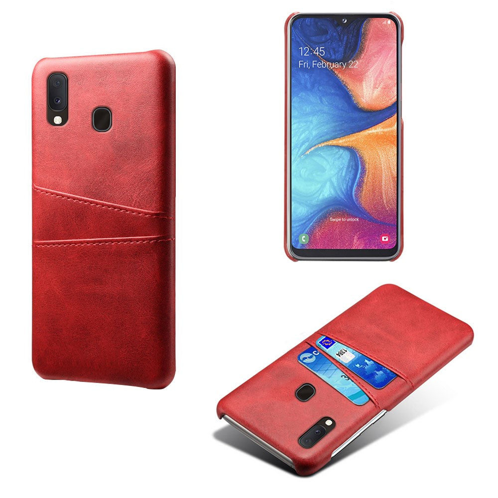 Dobbelt kortspor PU-læderbelagt PC-cover til Samsung Galaxy A20e