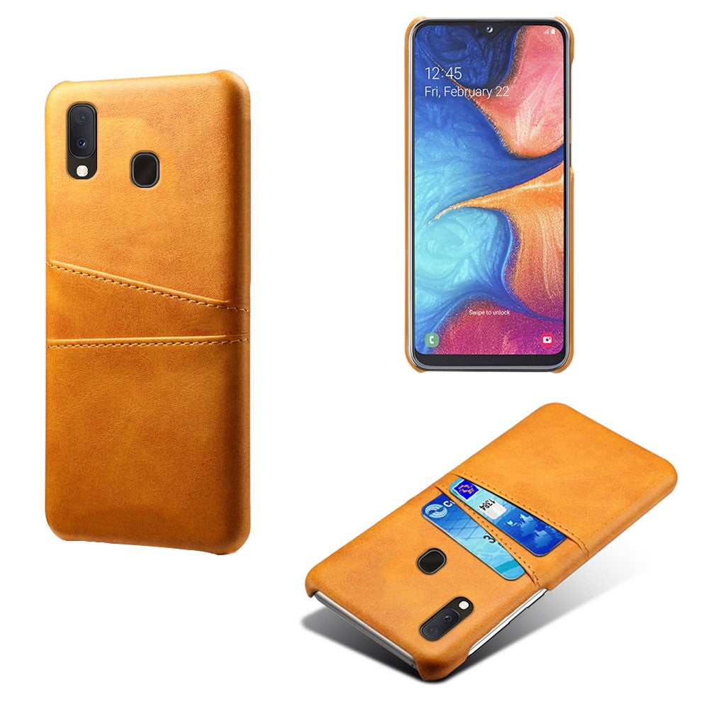 Dobbelt kortspor PU-læderbelagt PC-cover til Samsung Galaxy A20e