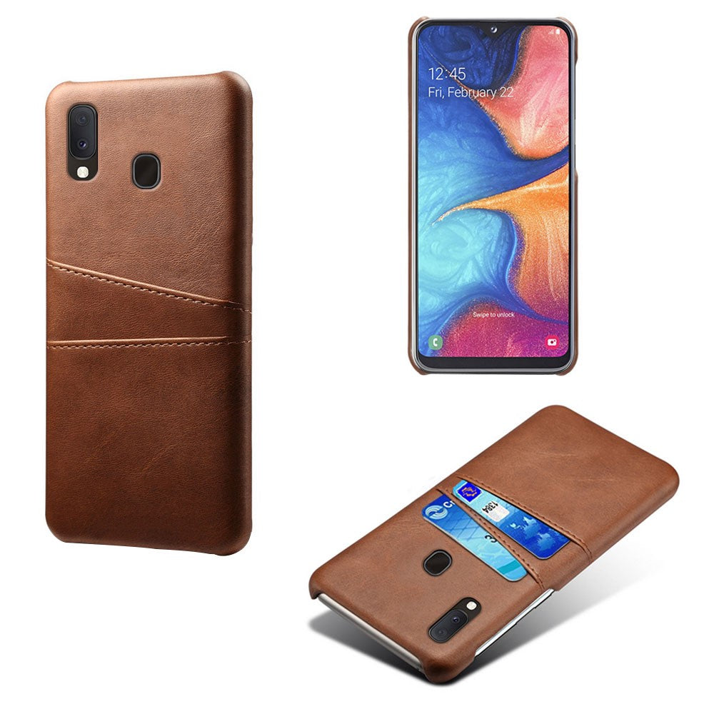 Dobbelt kortspor PU-læderbelagt PC-cover til Samsung Galaxy A20e