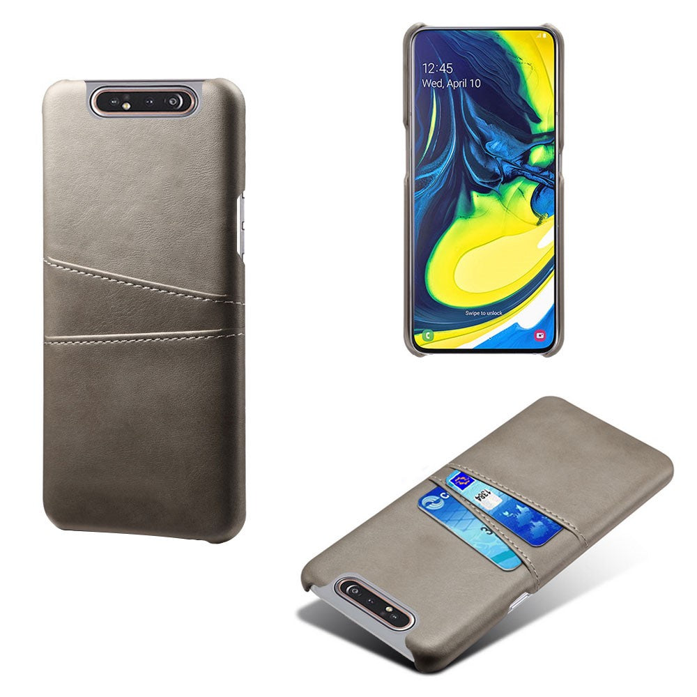 Dobbelt Kortplads PU Læderbelagt PC Cover til Samsung Galaxy A80