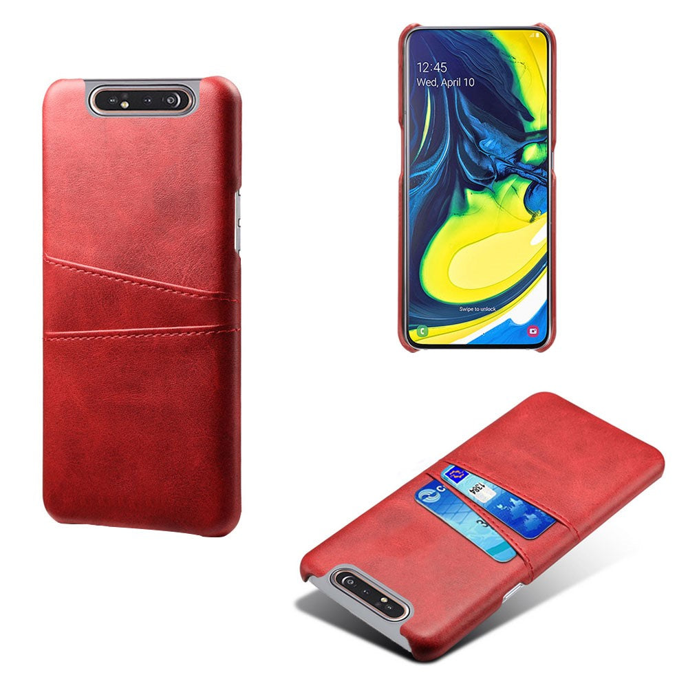 Dobbelt Kortplads PU Læderbelagt PC Cover til Samsung Galaxy A80