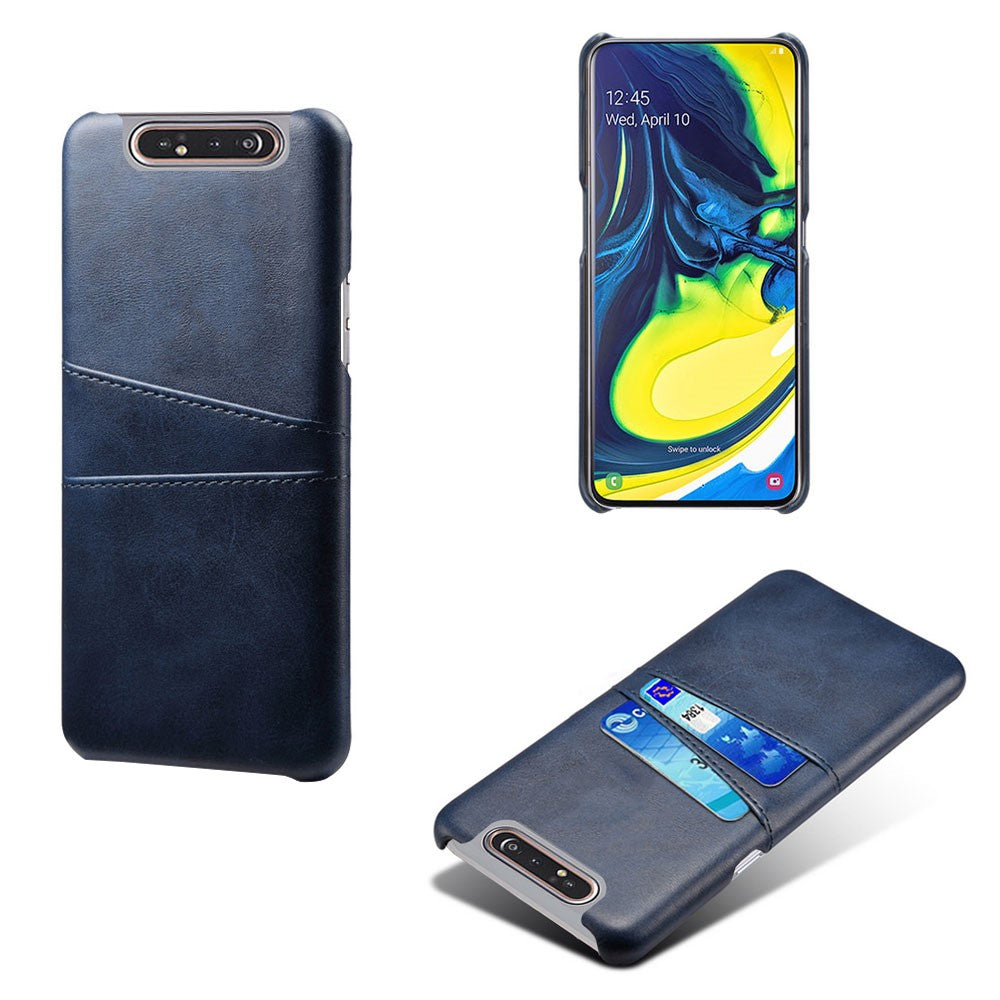 Dobbelt Kortplads PU Læderbelagt PC Cover til Samsung Galaxy A80