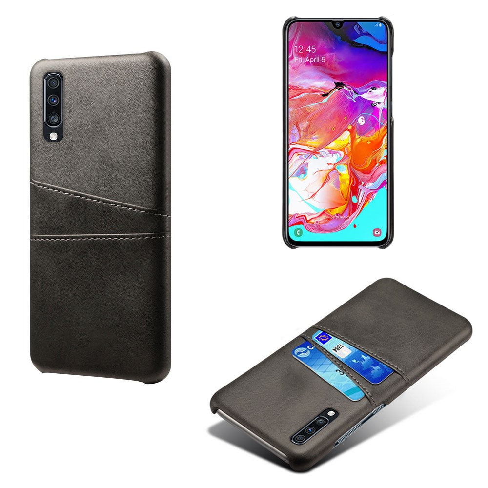 Double Card Slots PU Leather Coated PC Case for Samsung Galaxy A70