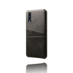 Double Card Slots PU Leather Coated PC Case for Samsung Galaxy A70