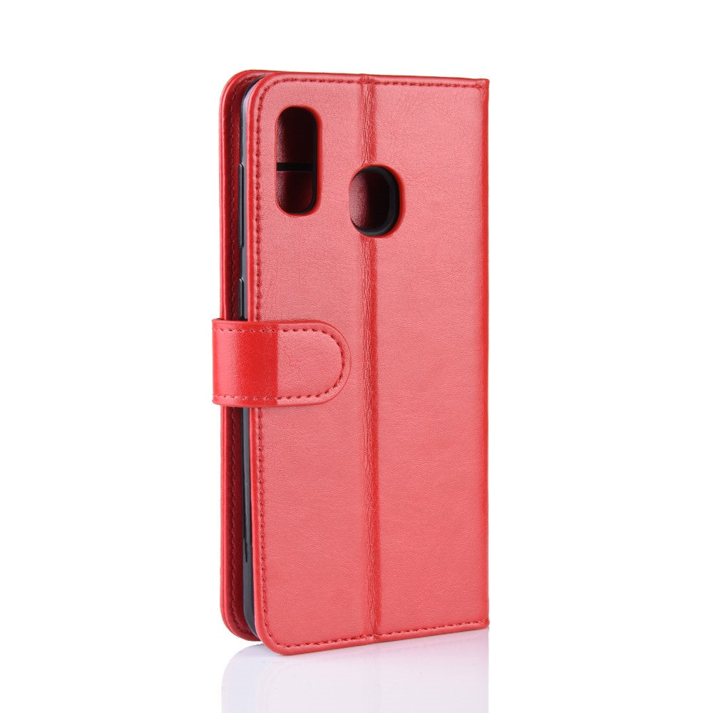 Crazy Horse PU-læder stander-pung-flipcover til Samsung Galaxy A20e