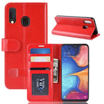 Crazy Horse PU-læder stander-pung-flipcover til Samsung Galaxy A20e