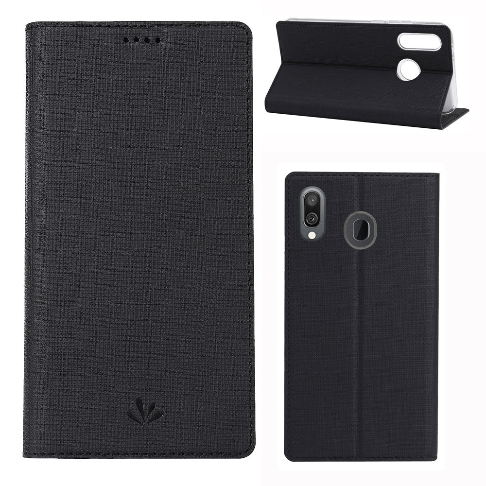 VILI DMX Cross Texture Stand Läderfodral med Korthållare till Samsung Galaxy A40