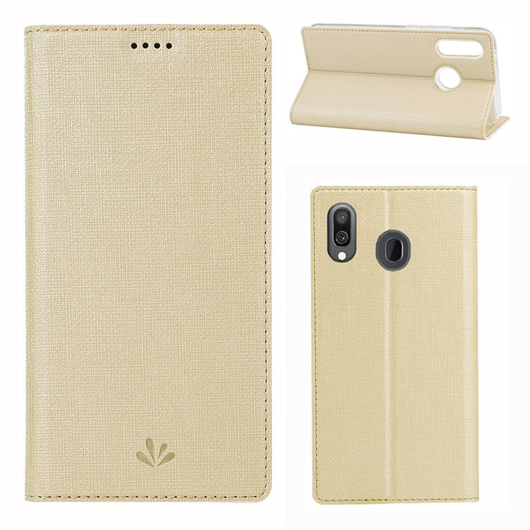 VILI DMX Cross Texture Stand Läderfodral med Korthållare till Samsung Galaxy A40