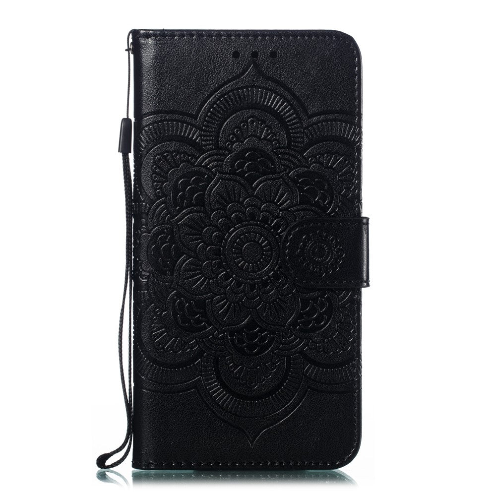 Imprint Mandala Flower Stand Wallet Leather Case for Samsung Galaxy A20e Anti-Scratch Phone Accessory