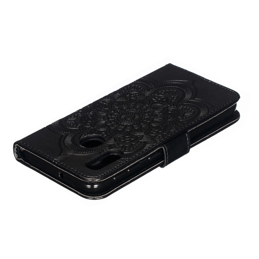 Imprint Mandala Flower Stand Wallet Leather Case for Samsung Galaxy A20e Anti-Scratch Phone Accessory