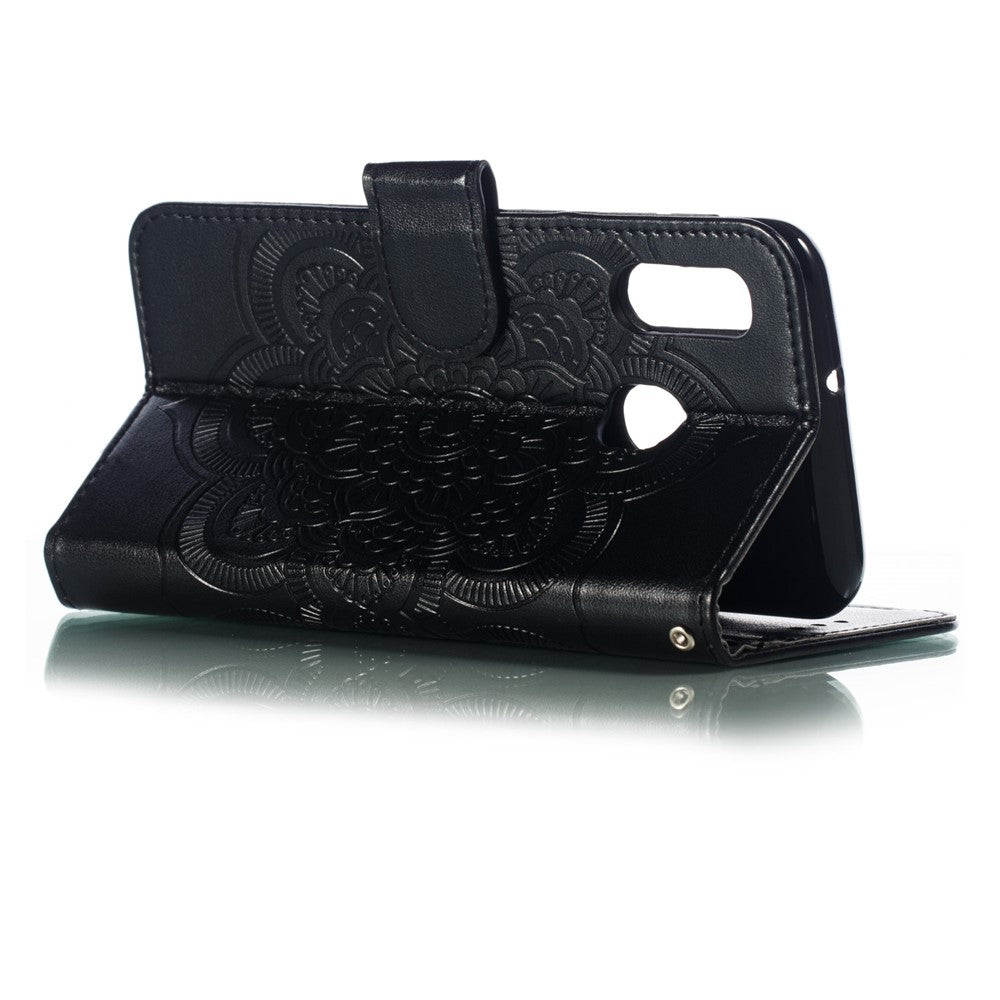 Imprint Mandala Flower Stand Wallet Leather Case for Samsung Galaxy A20e Anti-Scratch Phone Accessory