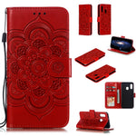 Imprint Mandala Flower Stand Wallet Leather Case for Samsung Galaxy A20e Anti-Scratch Phone Accessory