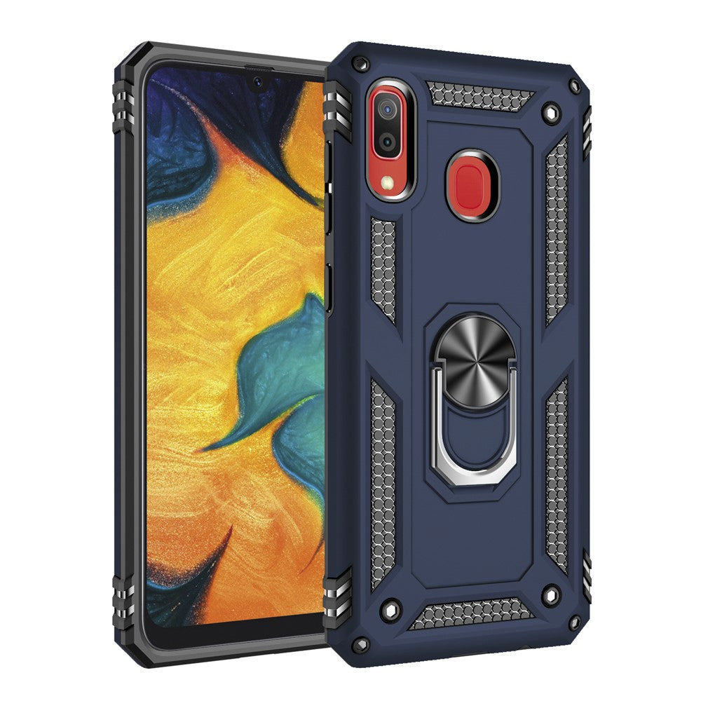 360 Degree Rotatable Ring Kickstand Armor PC TPU Hybrid Phone Case for Samsung Galaxy A30