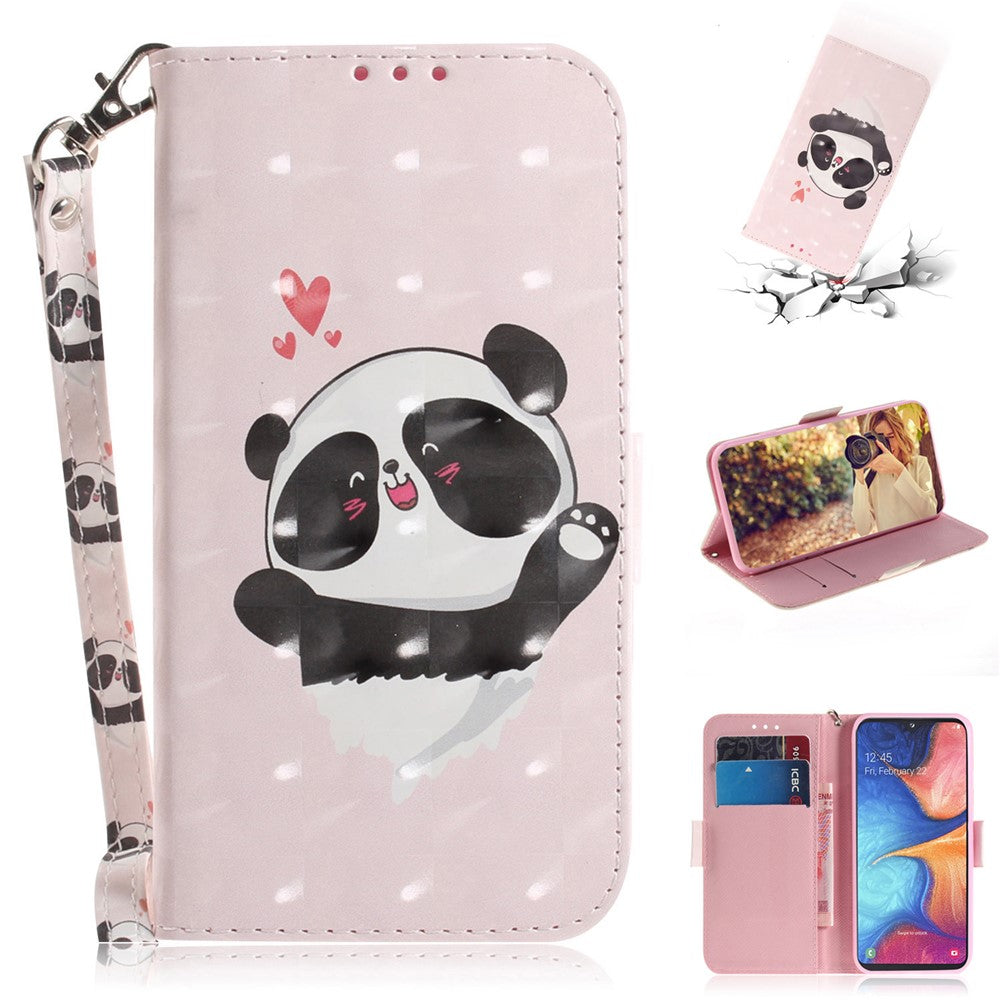 Pattern Printing Light Spot Decor Leather Wallet Stand Case for Samsung Galaxy A20e