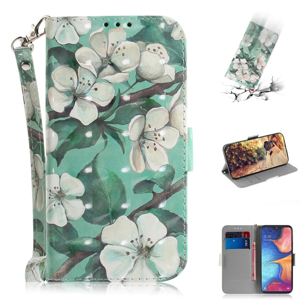Pattern Printing Light Spot Decor Leather Wallet Stand Case for Samsung Galaxy A20e