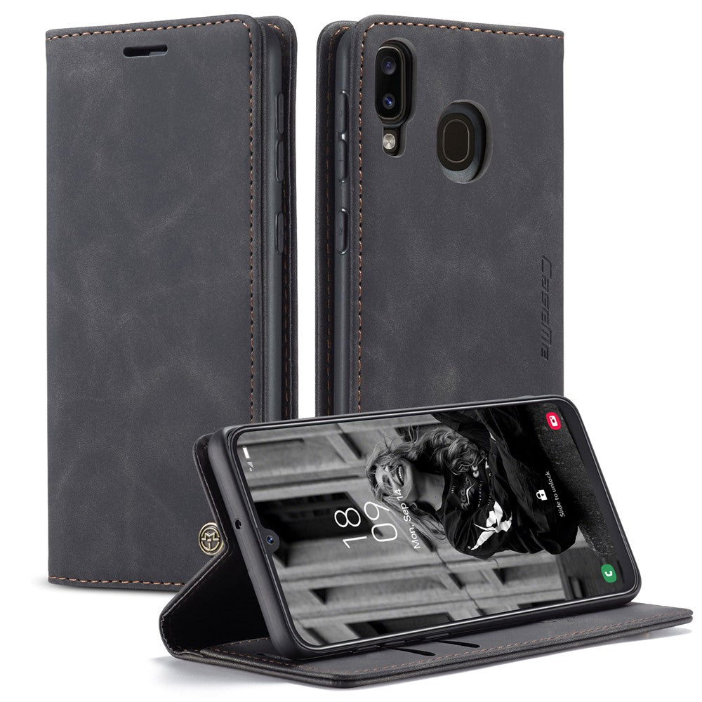 CASEME 013 Series Folio Flip Auto-absorbed Leather Wallet Stand Case for Samsung Galaxy A40
