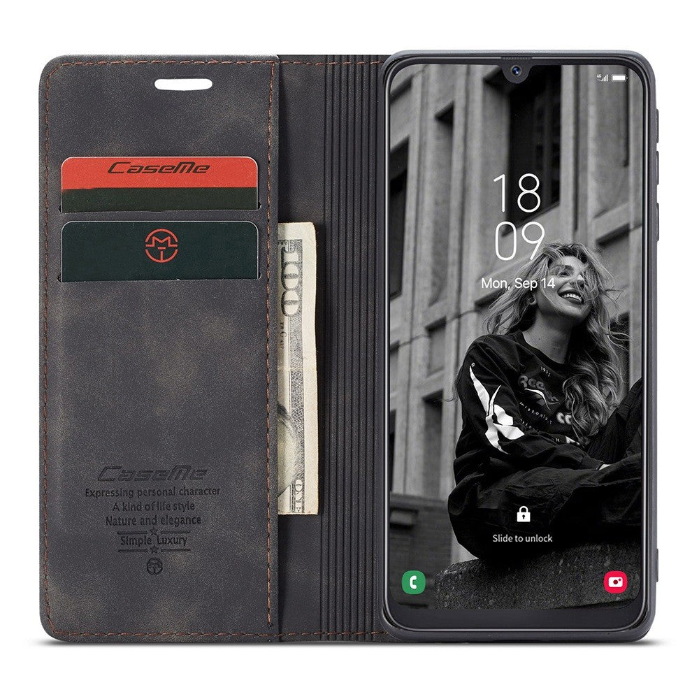 CASEME 013 Series Folio Flip Auto-absorbed Leather Wallet Stand Case for Samsung Galaxy A40