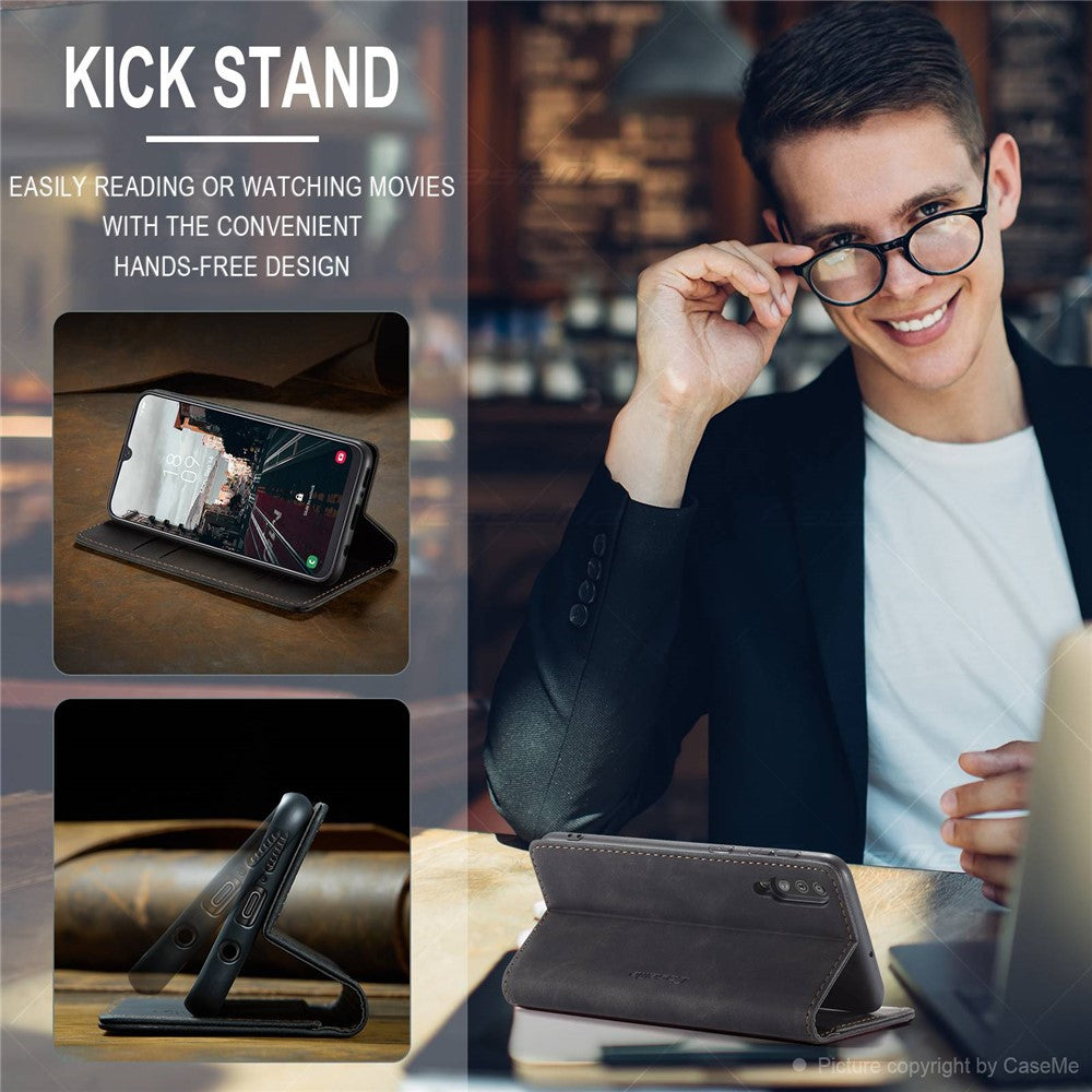 CASEME 013 Series Folio Flip Auto-absorbed Leather Wallet Stand Case for Samsung Galaxy A40