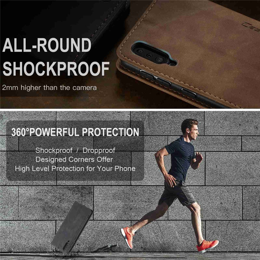 CASEME 013 Series Folio Flip Auto-absorbed Leather Wallet Stand Case for Samsung Galaxy A40