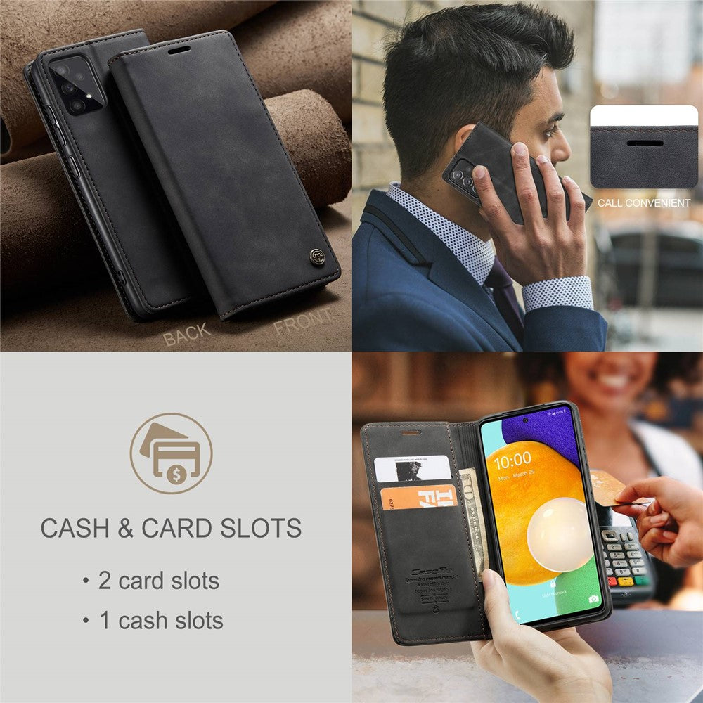 CASEME 013 Series Folio Flip Auto-absorbed Leather Wallet Stand Case for Samsung Galaxy A40